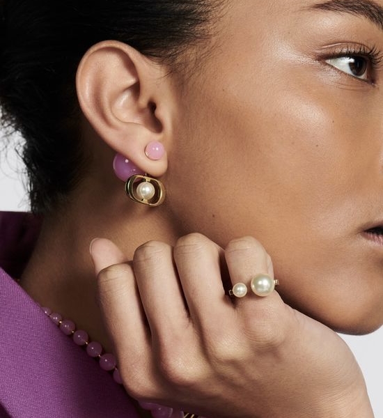 Christian Dior CD Pink Resin Bead Drop Earrings