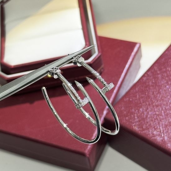 Cartier Diamond Accent Nail Hoop Earrings