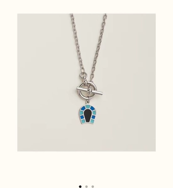 Hermes Sophisticated Horse Hoof Pendant Necklace with Enamel