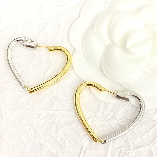 Celine Two Tone Heart Shaped Hoop Earrings