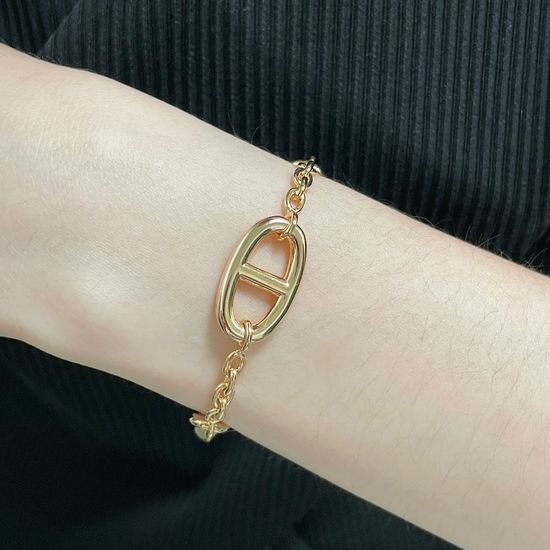 Hermes Thick Chain Pig Nose Shape Bracelet