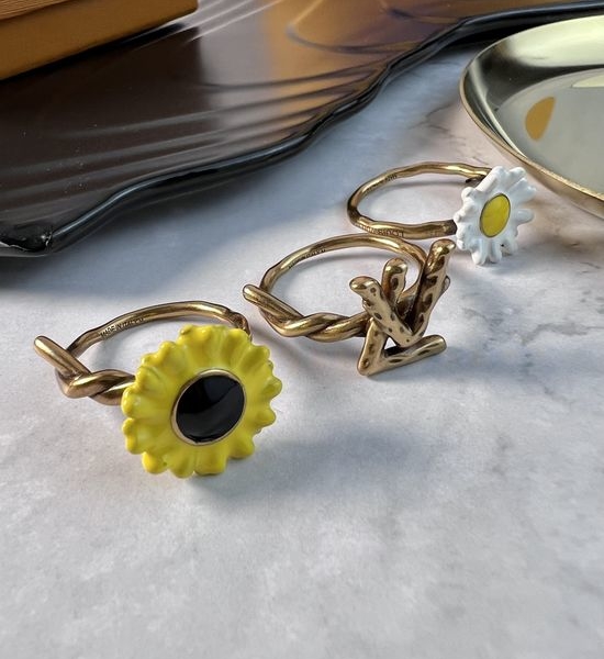 Louis Vuitton LV Sunflower Design Three-piece Ring Set