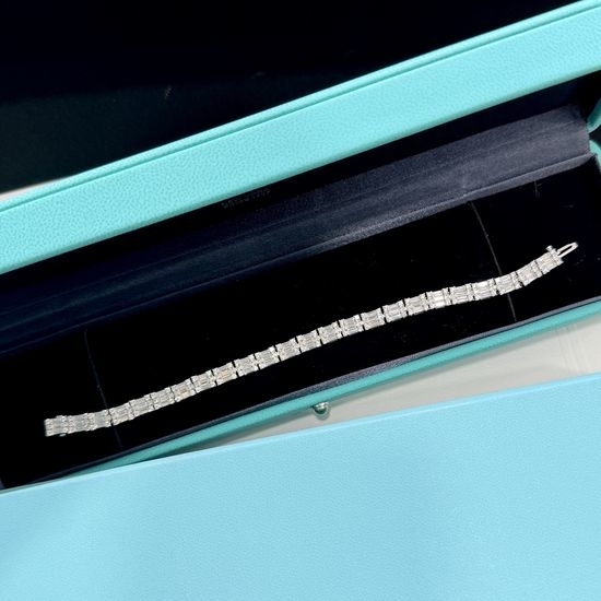 Tiffany & Co. Sterling Silver Triple Row Crystal Bracelet