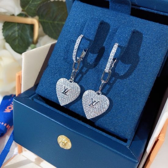 Louis Vuitton LV Diamond Inlaid Elegant Drop Earrings