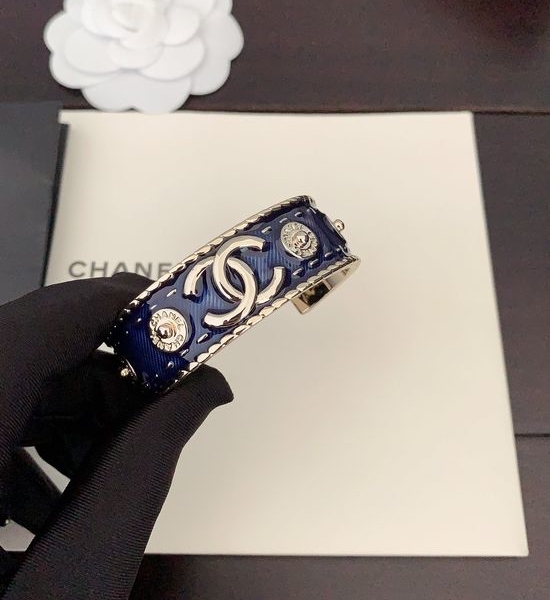 Chanel Denim Blue Wide Bangle