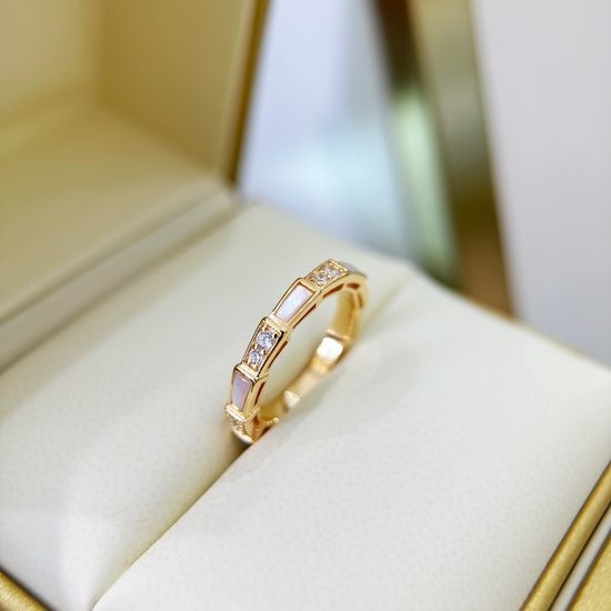 Bottega Veneta BV Mother of Pearl Silver Ring