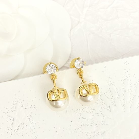 Valentino Zircon Pearl Delicate Small Stud Earrings