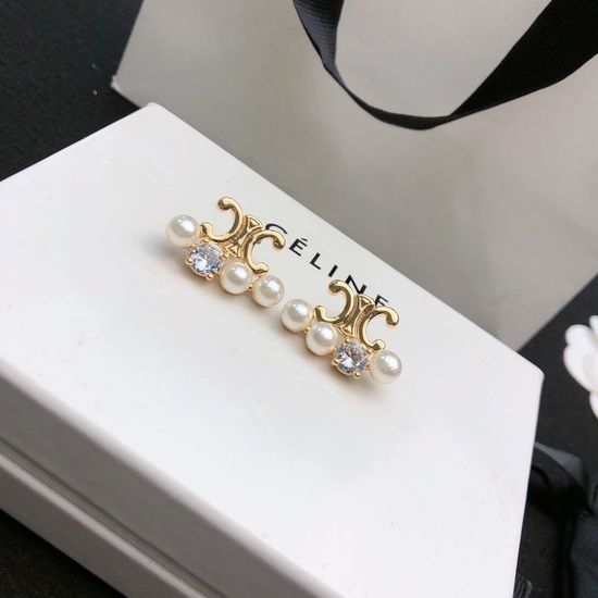 Celine Pearl Decor Earrings Elegant Clothing Matching