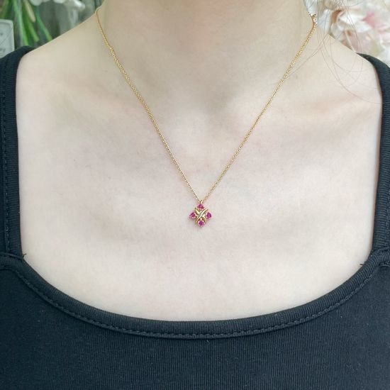 Tiffany & Co. Two Tone Pink Diamond Cross Necklace