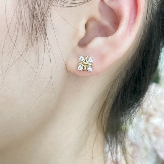 Tiffany & Co. Cross Two-Tone Stud Earrings