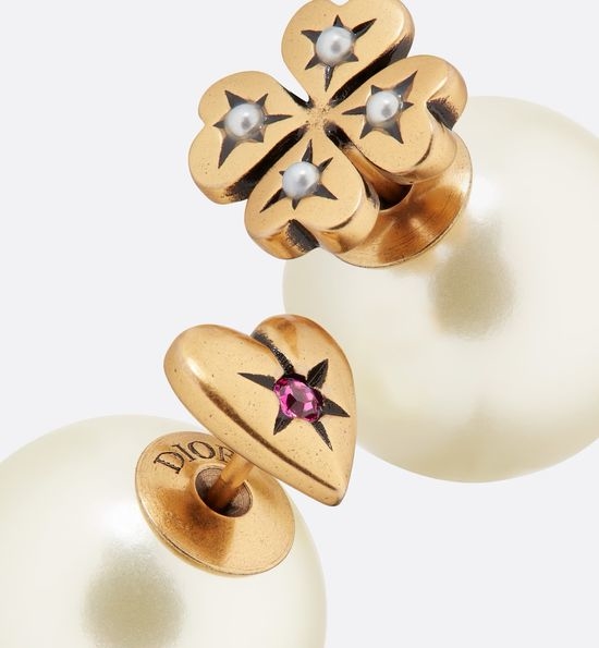 Christian Dior CD Asymmetric Pearl Stud Earrings