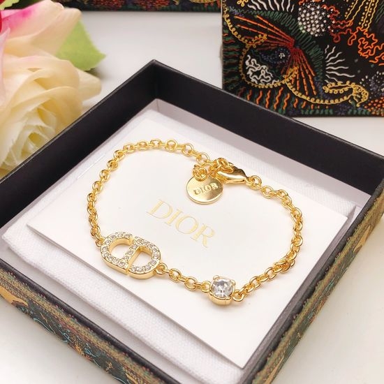 Christian Dior CD Single Diamond Brass Bracelet