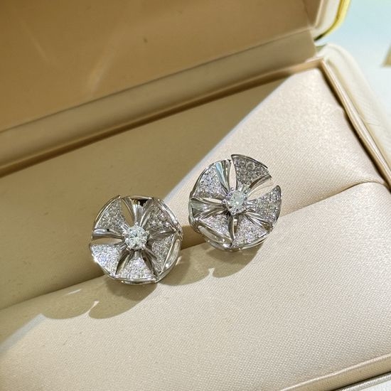 Bottega Veneta BV Full Diamond Movable Skirt Stud Earrings