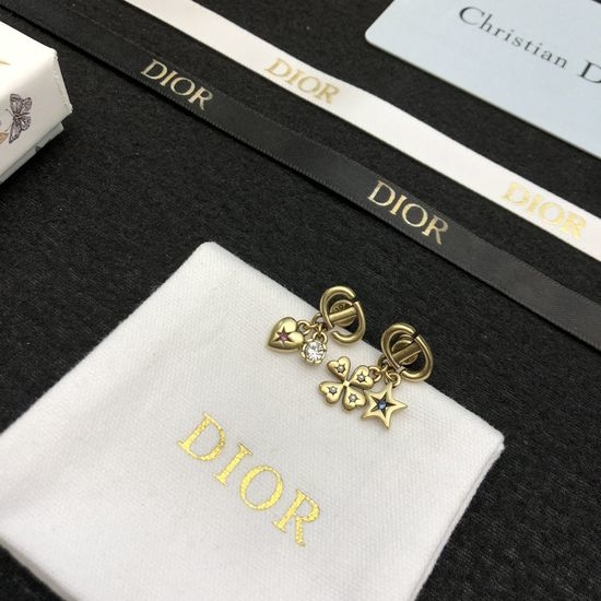 Christian Dior CD Vintage Style Textured Stud Earrings