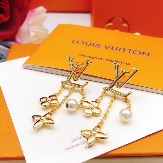 Louis Vuitton LV Brass Material Tassel Stud Earrings