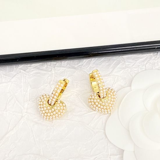 Celine Gold Heart Pearl Hoop Earrings