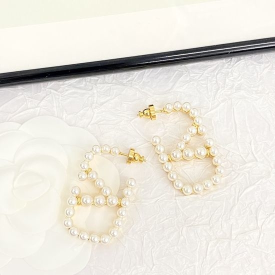 Valentino Hollow Out Letter Pearl Earrings