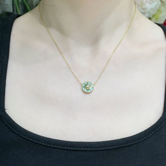 Christian Dior CD Turquoise Compass Reversible Pendant Necklace