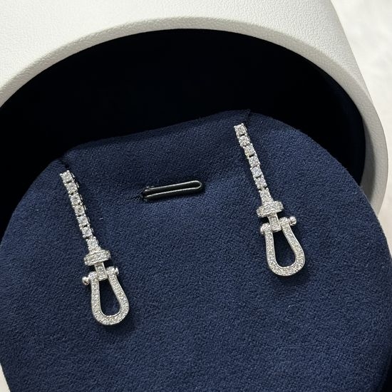 Fendi Elegant Full Diamond Horseshoe Buckle Earrings