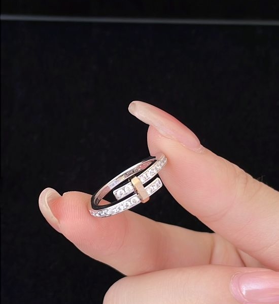 Tiffany & Co. Multi-row Diamond Inlaid Slim Ring