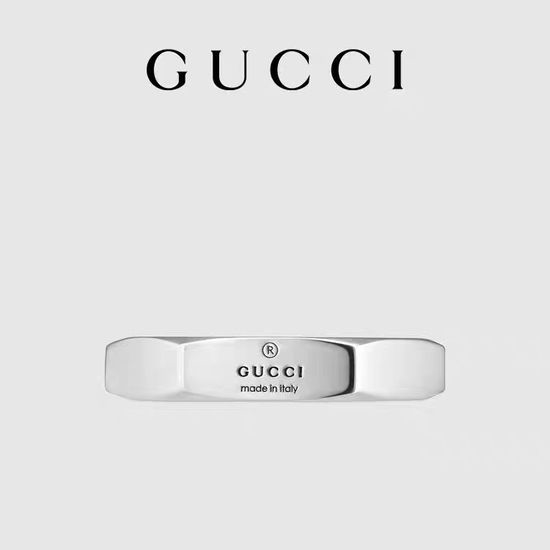 Gucci Engraved Logo Hexagonal Band Ring