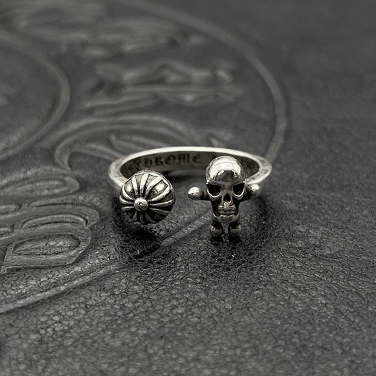 Chrome Hearts Vintage Punk Skull Cross Open Ring