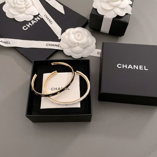 Chanel Enamel Open Cuff Bangle Bracelet