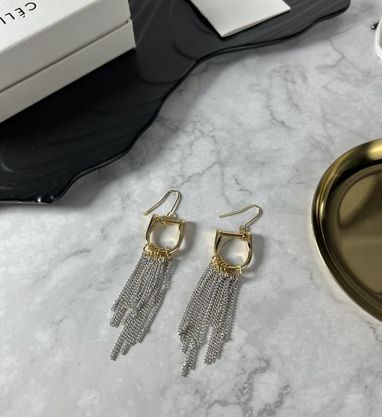 Celine Long Tassel Design Drop Earrings