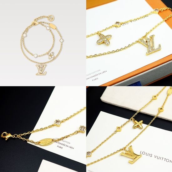 Louis Vuitton LV Double Chain Crystal Inlaid Bracelet