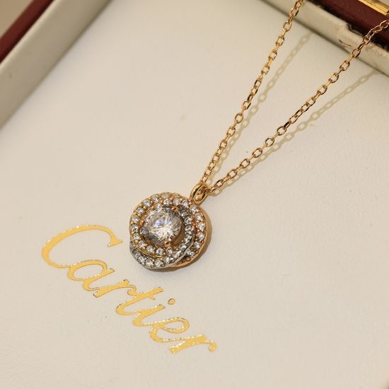Cartier Tri Color Three Ring Diamond Necklace