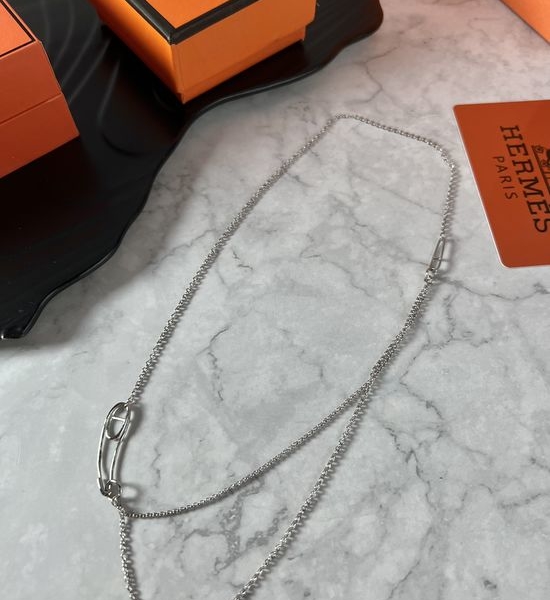 Hermes Pin Style Pendant Necklace