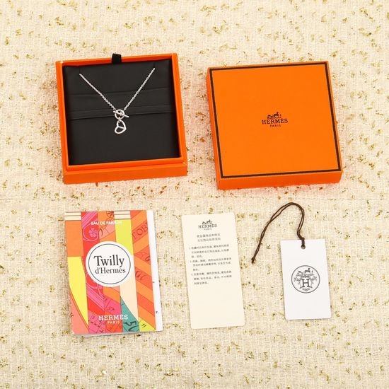 Hermes Delicate Solid Silver Pendant Necklace