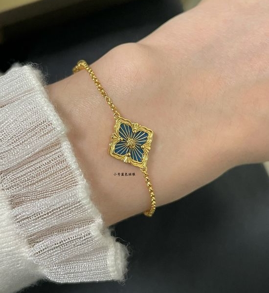Bvlgari Vintage Blue Enamel Clover Bracelet