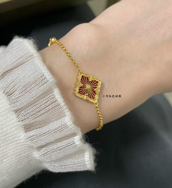 Bvlgari Vintage Red Enamel Clover Bracelet