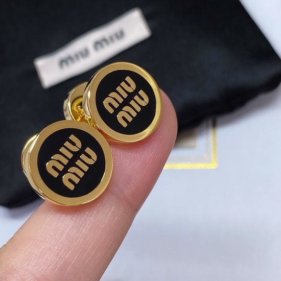 Miu Miu Round Enamel Stud Earrings Bright Color