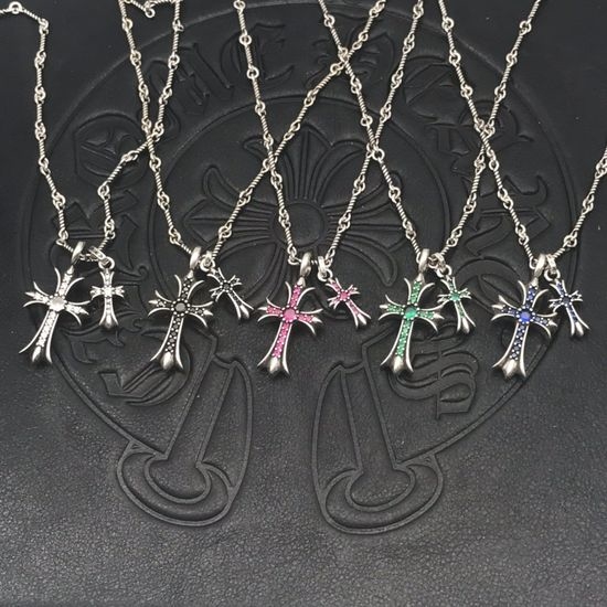 Chrome Hearts Double Cross Pendant Twisted Necklace
