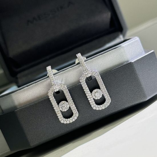 Messika Sliding Diamond Hook Earrings Silver Craft