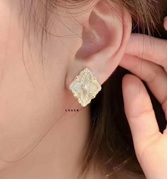 Bvlgari White Mother of Pearl Vintage Earrings