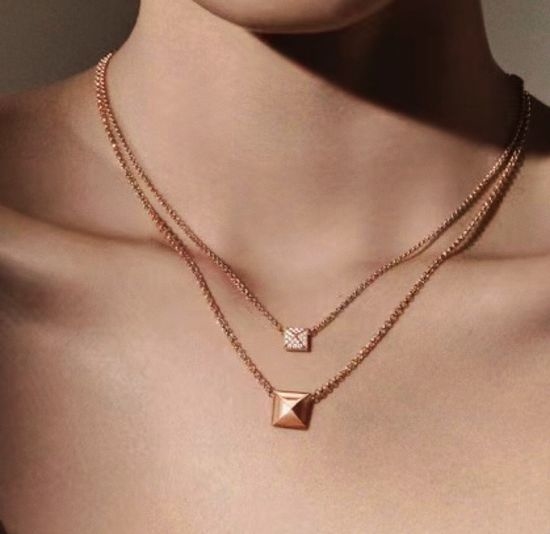 Hermes Double Layer Rivet Gold Necklace