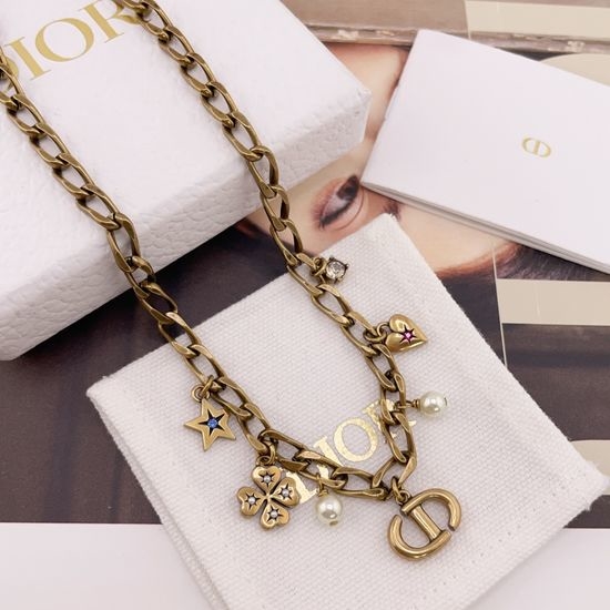 Christian Dior CD Retro Multi-element Pendant Necklace