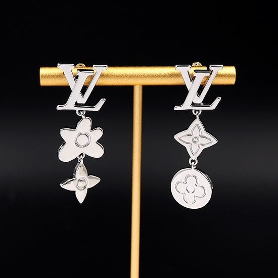 Louis Vuitton LV Daisy Pattern Engraved Brass Earrings