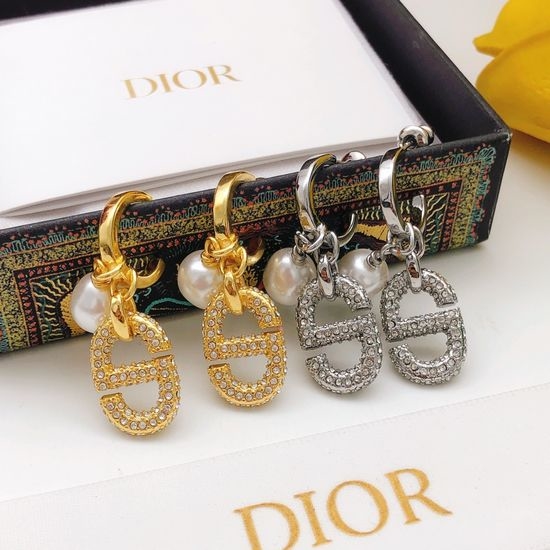 Christian Dior CD Minimalist Hoop Dangle Earrings
