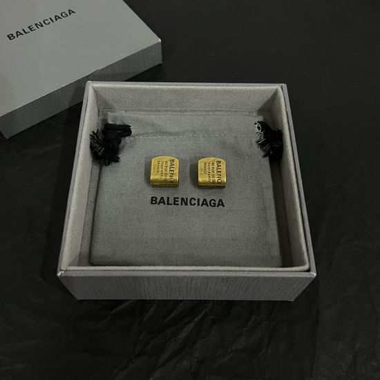 Balenciaga Classic Textured Gold Dangle Earrings