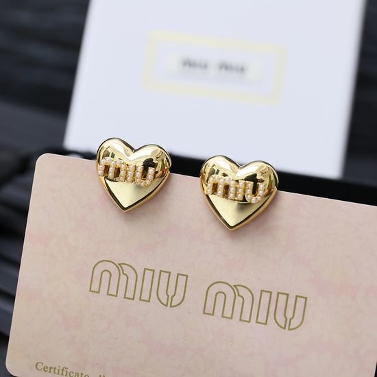 Miu Miu Pearl Heart Stud Earrings