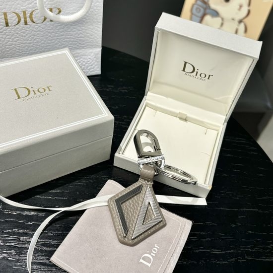 Christian Dior CD Cowhide Key Chain with Metal Clasp