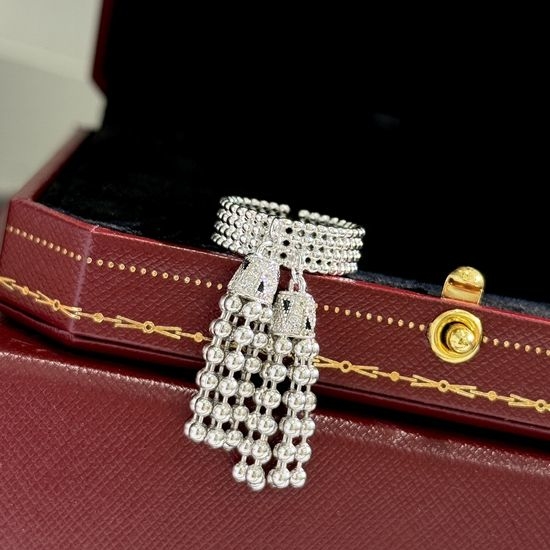 Cartier Enamel Bead Tassel Open Ring