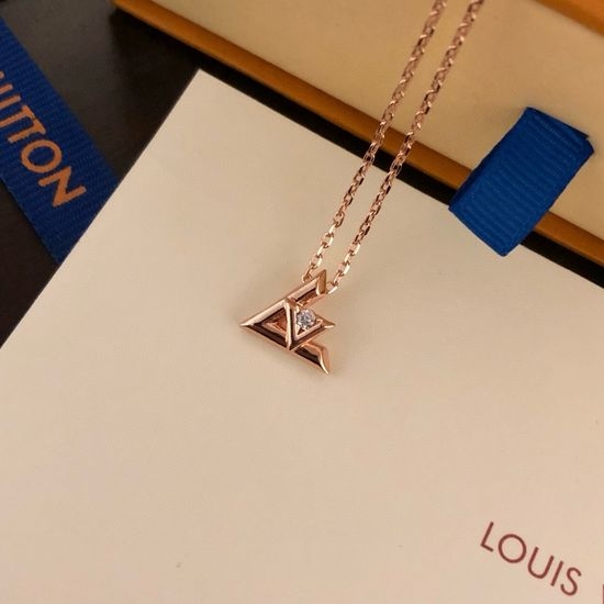 Louis Vuitton LV Shell Inlaid Gold Plated Pendant Necklace