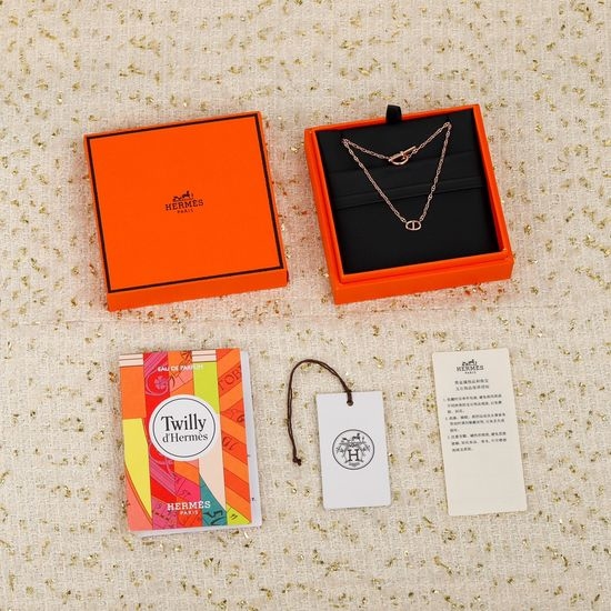 Hermes Pig Nose Shaped Solid Silver Necklace