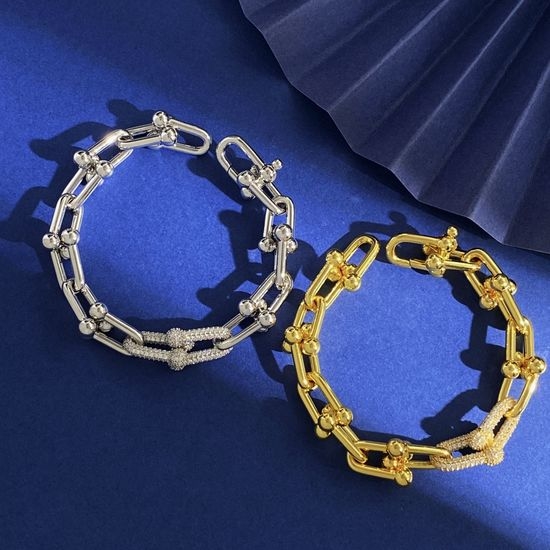 Tiffany & Co. Diamond Horseshoe Bamboo Link Bracelet