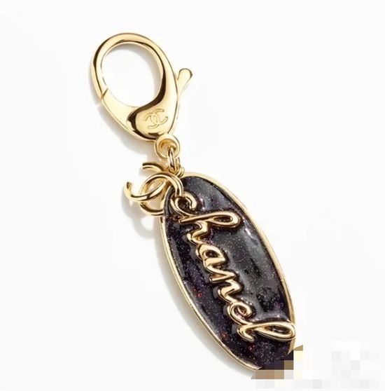 Chanel Enamel Oval Key Chain Bag Pendant Necklace